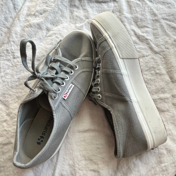 Unisex Superga Sage Gray Platform Sneakers Size 41 - Picture 6 of 15